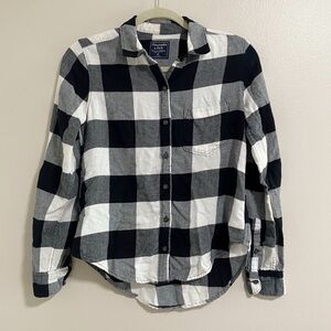 Abercrombie & Fitch Black White Buffalo Plaid Button Up Shirt Size X Small